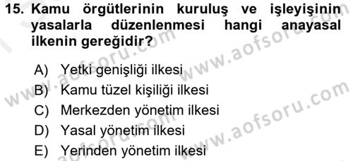 Sosyal Hizmet Yönetimi Dersi 2017 - 2018 Yılı (Final) Dönem Sonu Sınav Soruları 15. Soru