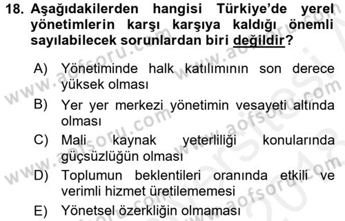 Sosyal Hizmet Yönetimi Dersi 2017 - 2018 Yılı (Final) Dönem Sonu Sınav Soruları 18. Soru