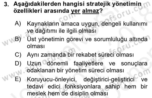 Sosyal Hizmet Yönetimi Dersi 2017 - 2018 Yılı (Final) Dönem Sonu Sınav Soruları 3. Soru