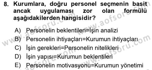 Sosyal Hizmet Yönetimi Dersi 2017 - 2018 Yılı (Final) Dönem Sonu Sınav Soruları 8. Soru