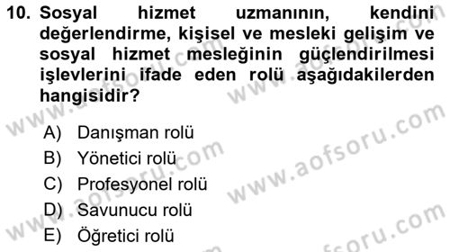 Sosyal Hizmet Yönetimi Dersi 2018 - 2019 Yılı 3 Ders Sınav Soruları 10. Soru