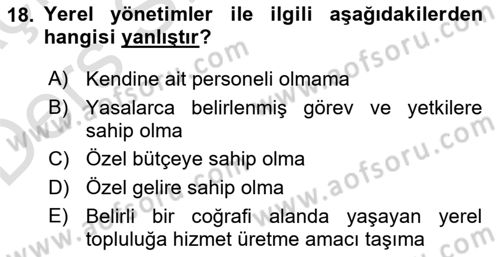Sosyal Hizmet Yönetimi Dersi 2018 - 2019 Yılı 3 Ders Sınav Soruları 18. Soru