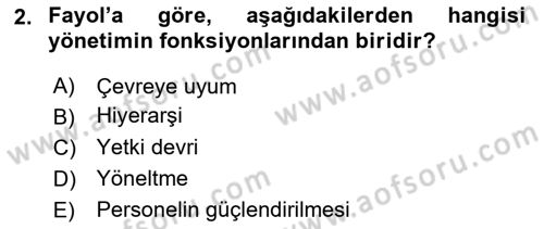 Sosyal Hizmet Yönetimi Dersi 2018 - 2019 Yılı 3 Ders Sınav Soruları 2. Soru