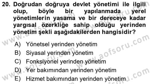 Sosyal Hizmet Yönetimi Dersi 2018 - 2019 Yılı 3 Ders Sınav Soruları 20. Soru