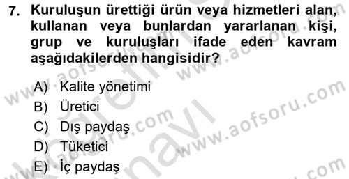 Sosyal Hizmet Yönetimi Dersi 2018 - 2019 Yılı 3 Ders Sınav Soruları 7. Soru