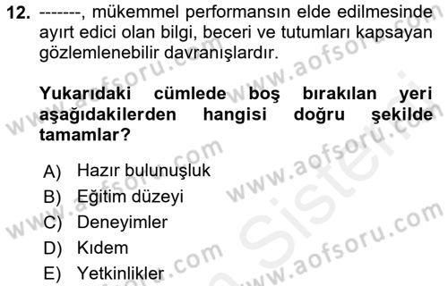 Sosyal Hizmet Yönetimi Dersi 2018 - 2019 Yılı (Final) Dönem Sonu Sınav Soruları 12. Soru