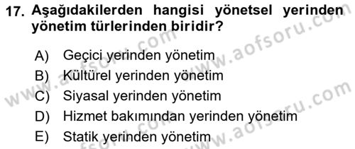 Sosyal Hizmet Yönetimi Dersi 2018 - 2019 Yılı (Final) Dönem Sonu Sınav Soruları 17. Soru