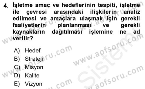 Sosyal Hizmet Yönetimi Dersi 2018 - 2019 Yılı (Final) Dönem Sonu Sınav Soruları 4. Soru