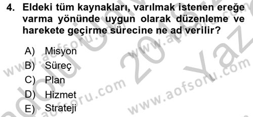 Sosyal Hizmet Yönetimi Dersi 2018 - 2019 Yılı Yaz Okulu Sınav Soruları 4. Soru
