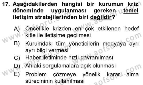 Sosyal Hizmet Yönetimi Dersi 2021 - 2022 Yılı (Vize) Ara Sınav Soruları 17. Soru