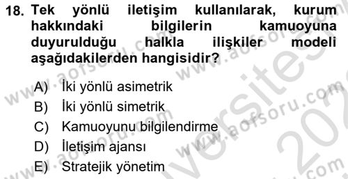 Sosyal Hizmet Yönetimi Dersi 2021 - 2022 Yılı (Vize) Ara Sınav Soruları 18. Soru