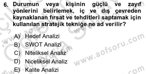Sosyal Hizmet Yönetimi Dersi 2021 - 2022 Yılı (Vize) Ara Sınav Soruları 6. Soru
