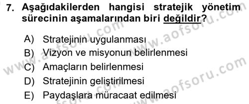 Sosyal Hizmet Yönetimi Dersi 2021 - 2022 Yılı (Vize) Ara Sınav Soruları 7. Soru