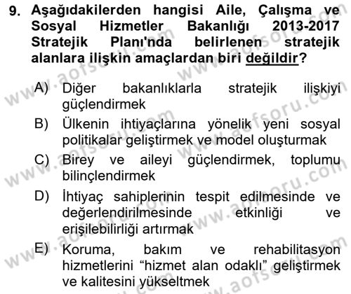 Sosyal Hizmet Yönetimi Dersi 2021 - 2022 Yılı (Vize) Ara Sınav Soruları 9. Soru
