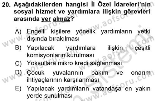 Sosyal Hizmet Yönetimi Dersi 2021 - 2022 Yılı (Final) Dönem Sonu Sınav Soruları 20. Soru