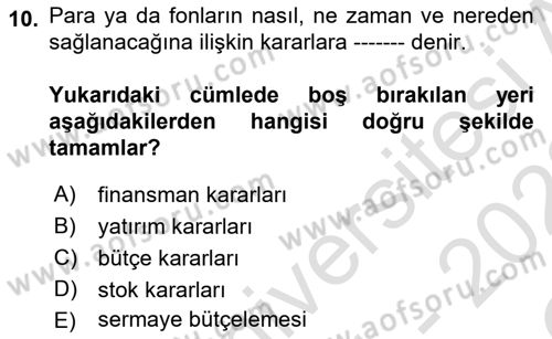 Sosyal Hizmet Yönetimi Dersi 2021 - 2022 Yılı Yaz Okulu Sınav Soruları 10. Soru