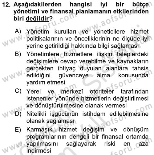 Sosyal Hizmet Yönetimi Dersi 2021 - 2022 Yılı Yaz Okulu Sınav Soruları 12. Soru