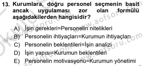 Sosyal Hizmet Yönetimi Dersi 2021 - 2022 Yılı Yaz Okulu Sınav Soruları 13. Soru