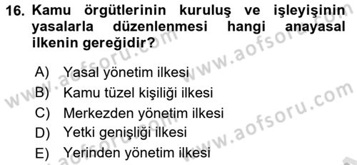 Sosyal Hizmet Yönetimi Dersi 2021 - 2022 Yılı Yaz Okulu Sınav Soruları 16. Soru