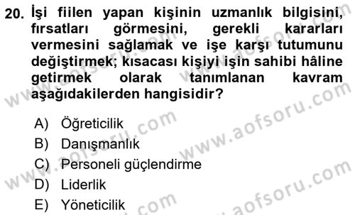 Sosyal Hizmet Yönetimi Dersi 2021 - 2022 Yılı Yaz Okulu Sınav Soruları 20. Soru