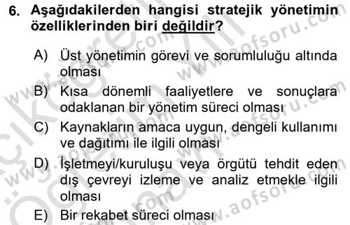 Sosyal Hizmet Yönetimi Dersi 2021 - 2022 Yılı Yaz Okulu Sınav Soruları 6. Soru