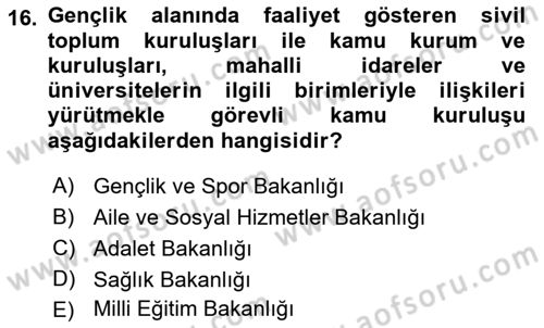 Sosyal Hizmet Yönetimi Dersi 2022 - 2023 Yılı Yaz Okulu Sınav Soruları 16. Soru