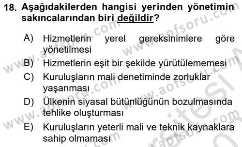 Sosyal Hizmet Yönetimi Dersi 2022 - 2023 Yılı Yaz Okulu Sınav Soruları 18. Soru