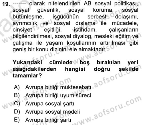 Sosyal Hizmet Yönetimi Dersi 2022 - 2023 Yılı Yaz Okulu Sınav Soruları 19. Soru