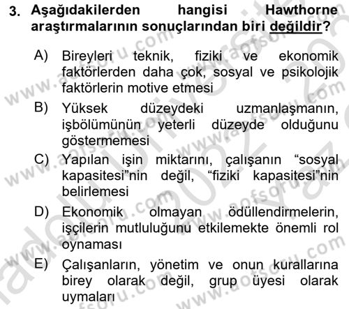 Sosyal Hizmet Yönetimi Dersi 2022 - 2023 Yılı Yaz Okulu Sınav Soruları 3. Soru