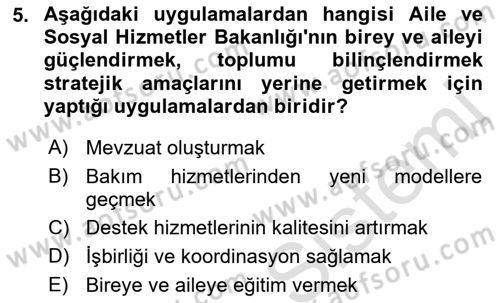 Sosyal Hizmet Yönetimi Dersi 2022 - 2023 Yılı Yaz Okulu Sınav Soruları 5. Soru