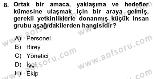 Sosyal Hizmet Yönetimi Dersi 2022 - 2023 Yılı Yaz Okulu Sınav Soruları 8. Soru