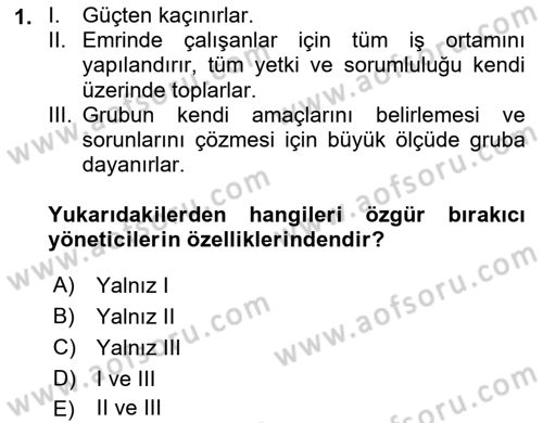 Sosyal Hizmet Yönetimi Dersi 2023 - 2024 Yılı (Vize) Ara Sınav Soruları 1. Soru