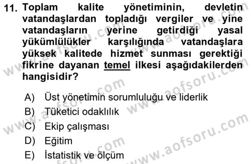 Sosyal Hizmet Yönetimi Dersi 2023 - 2024 Yılı (Vize) Ara Sınav Soruları 11. Soru