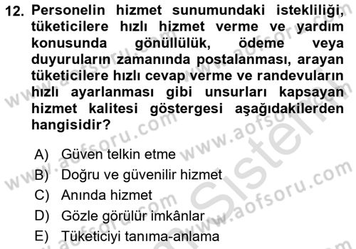 Sosyal Hizmet Yönetimi Dersi 2023 - 2024 Yılı (Vize) Ara Sınav Soruları 12. Soru