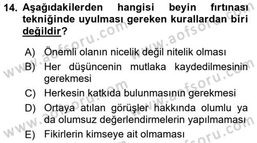 Sosyal Hizmet Yönetimi Dersi 2023 - 2024 Yılı (Vize) Ara Sınav Soruları 14. Soru