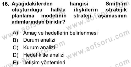 Sosyal Hizmet Yönetimi Dersi 2023 - 2024 Yılı (Vize) Ara Sınav Soruları 16. Soru
