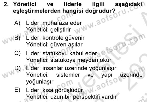 Sosyal Hizmet Yönetimi Dersi 2023 - 2024 Yılı (Vize) Ara Sınav Soruları 2. Soru