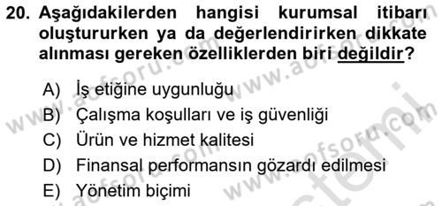 Sosyal Hizmet Yönetimi Dersi 2023 - 2024 Yılı (Vize) Ara Sınav Soruları 20. Soru