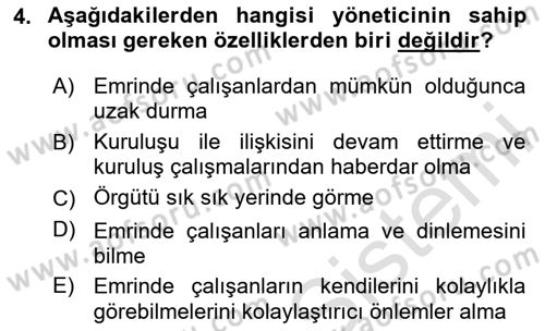 Sosyal Hizmet Yönetimi Dersi 2023 - 2024 Yılı (Vize) Ara Sınav Soruları 4. Soru
