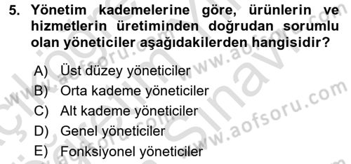 Sosyal Hizmet Yönetimi Dersi 2023 - 2024 Yılı (Vize) Ara Sınav Soruları 5. Soru