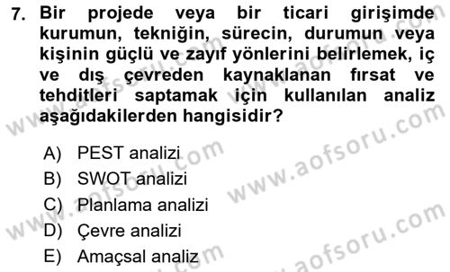 Sosyal Hizmet Yönetimi Dersi 2023 - 2024 Yılı (Vize) Ara Sınav Soruları 7. Soru