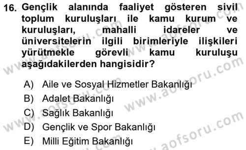 Sosyal Hizmet Yönetimi Dersi 2023 - 2024 Yılı (Final) Dönem Sonu Sınav Soruları 16. Soru