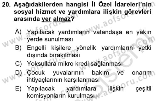 Sosyal Hizmet Yönetimi Dersi 2023 - 2024 Yılı (Final) Dönem Sonu Sınav Soruları 20. Soru