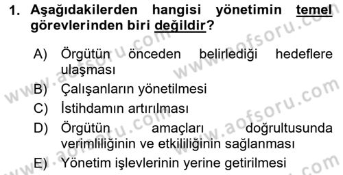 Sosyal Hizmet Yönetimi Dersi 2023 - 2024 Yılı Yaz Okulu Sınav Soruları 1. Soru