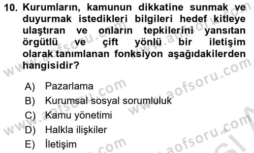 Sosyal Hizmet Yönetimi Dersi 2023 - 2024 Yılı Yaz Okulu Sınav Soruları 10. Soru