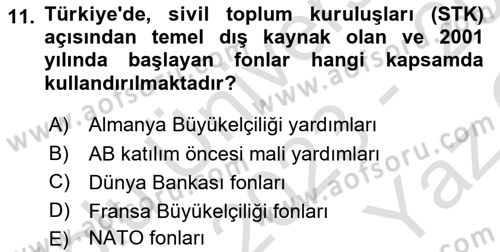 Sosyal Hizmet Yönetimi Dersi 2023 - 2024 Yılı Yaz Okulu Sınav Soruları 11. Soru