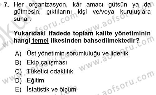 Sosyal Hizmet Yönetimi Dersi 2023 - 2024 Yılı Yaz Okulu Sınav Soruları 7. Soru