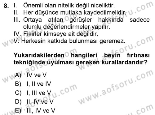 Sosyal Hizmet Yönetimi Dersi 2023 - 2024 Yılı Yaz Okulu Sınav Soruları 8. Soru
