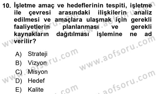 Sosyal Hizmet Yönetimi Dersi 2024 - 2025 Yılı (Vize) Ara Sınav Soruları 10. Soru