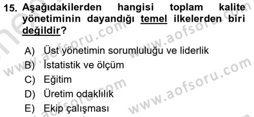 Sosyal Hizmet Yönetimi Dersi 2024 - 2025 Yılı (Vize) Ara Sınav Soruları 15. Soru